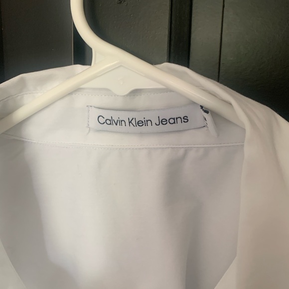 Calvin Klein White Sleeveless Cotton Button Down Shirt  (size XL) - Picture 3 of 3